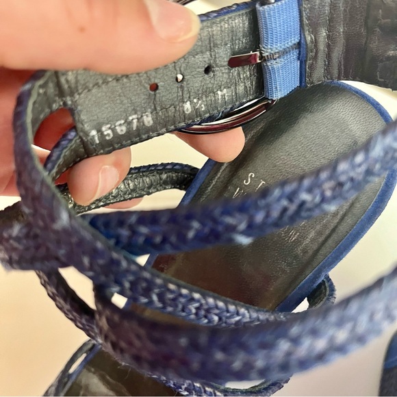 Stuart Weitzman Blue Suede Espadrille Wedges Size 8.5 - Picture 9 of 14